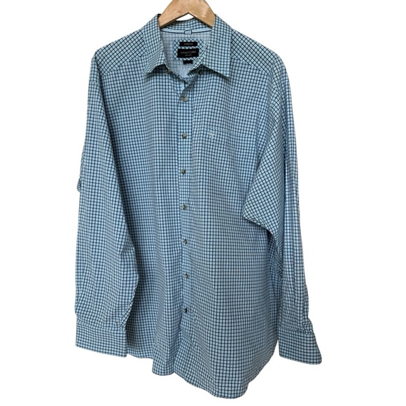 ARIAT Pro Series Men's 2XL Blue Plaid Long Sleeve Button-Up Shirt Embroidered - Picture 2 of 9